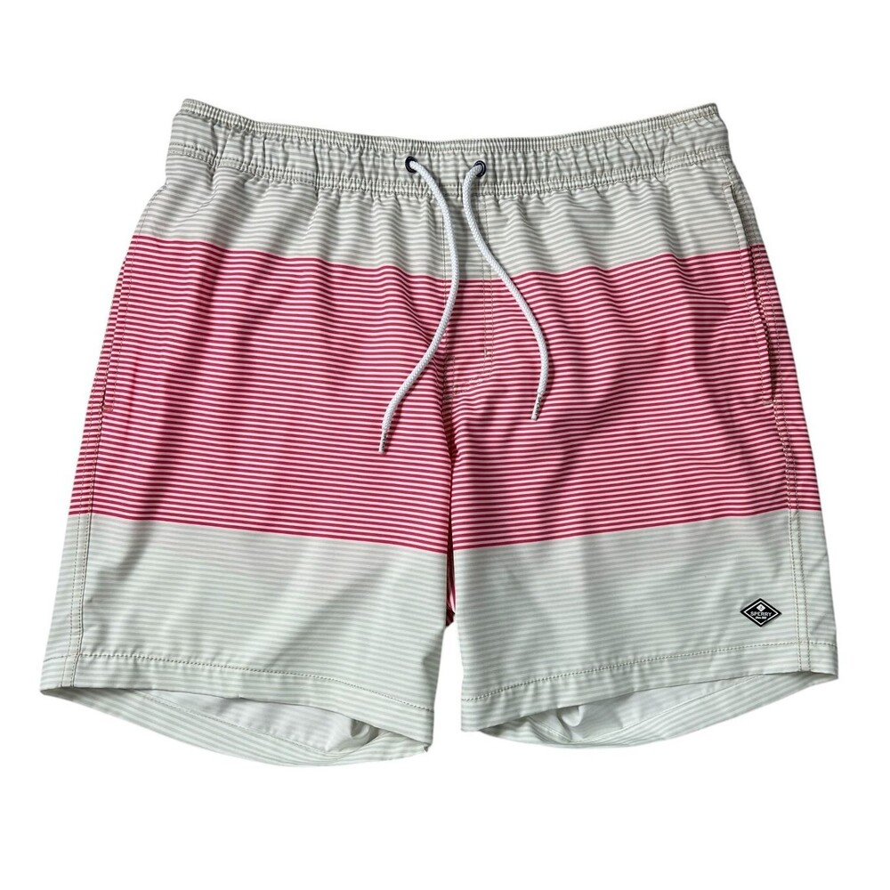 Sperry Beige & Red Stripe Lightweight Swim Trunks Size XL Beach Vacation